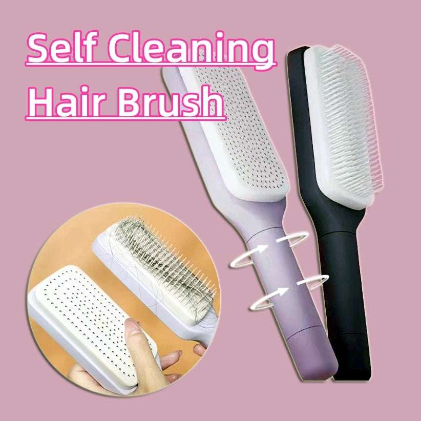 4-in-1 Self-Cleaning Anti-Static Hair Brush and Scalp Massager