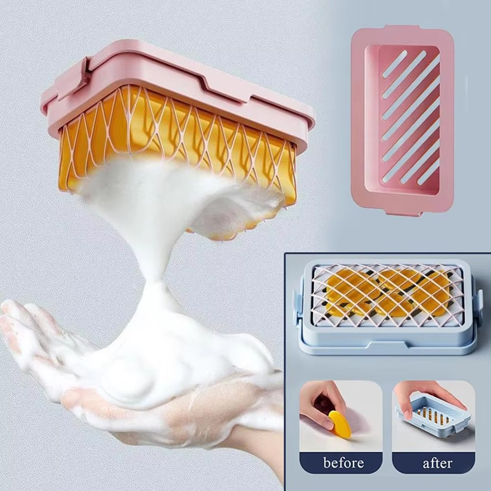 Hygienic Soap Dish and Foam Net Combo for Quick-Drying and Saving Soap