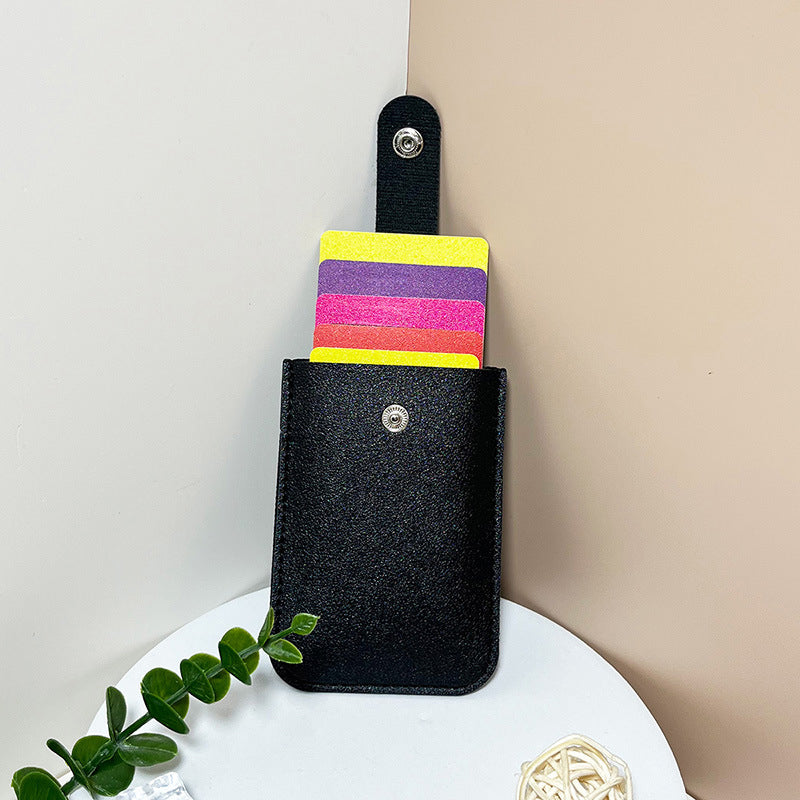 Slim Minimalist PU Leather Card Holder for Women