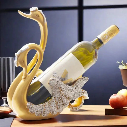 Elegant Swan Wine Bottle Holder Decorative Accent