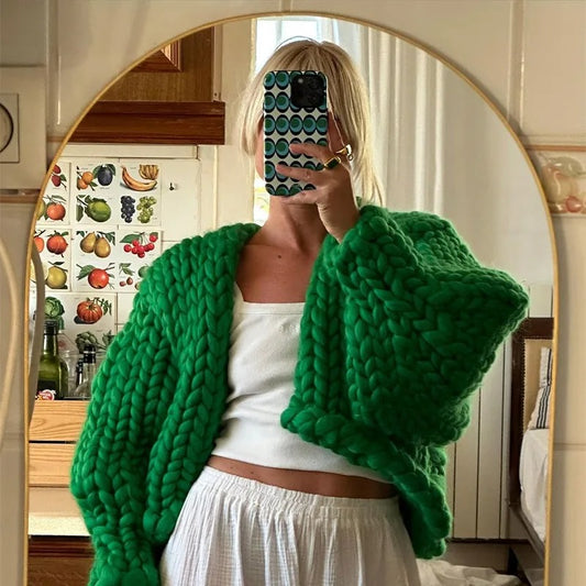 Cozy Twist Knit Solid Casual Cardigan Sweater