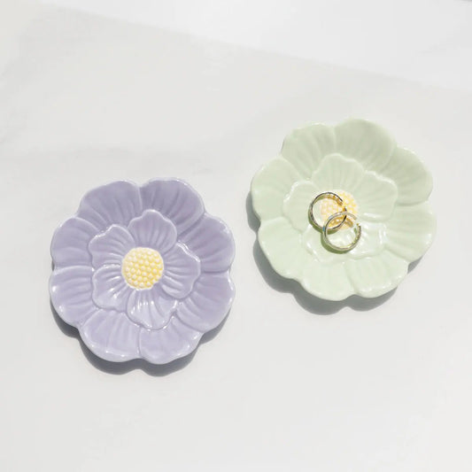 Hand-Painted Ceramic Flower Plate for Home Decor
