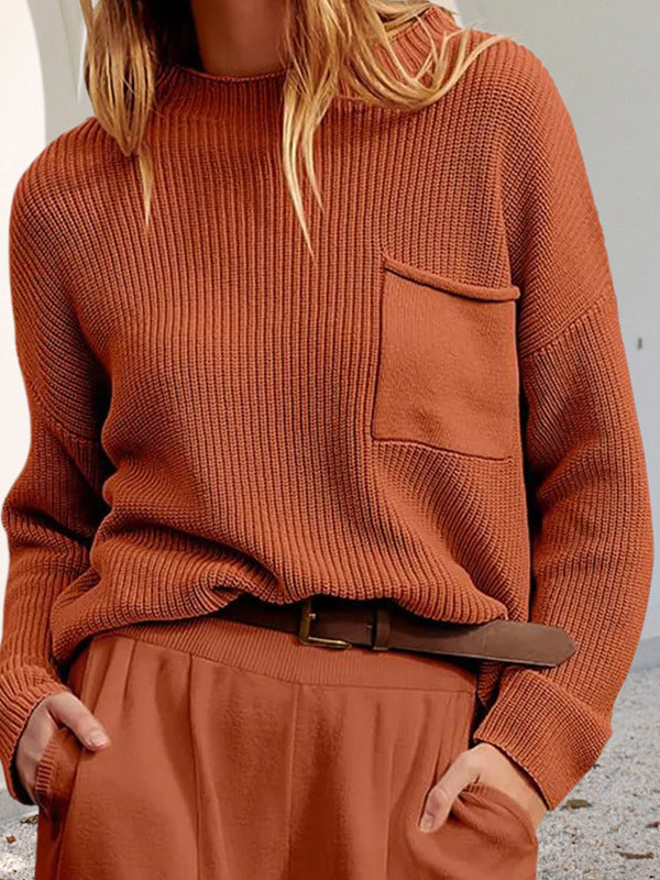 Cozy Relaxed Knit Sweater with Pockets