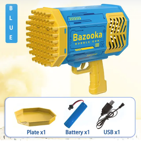 Outdoor Bubble Machine with Colorful Light Rocket Launcher Toy