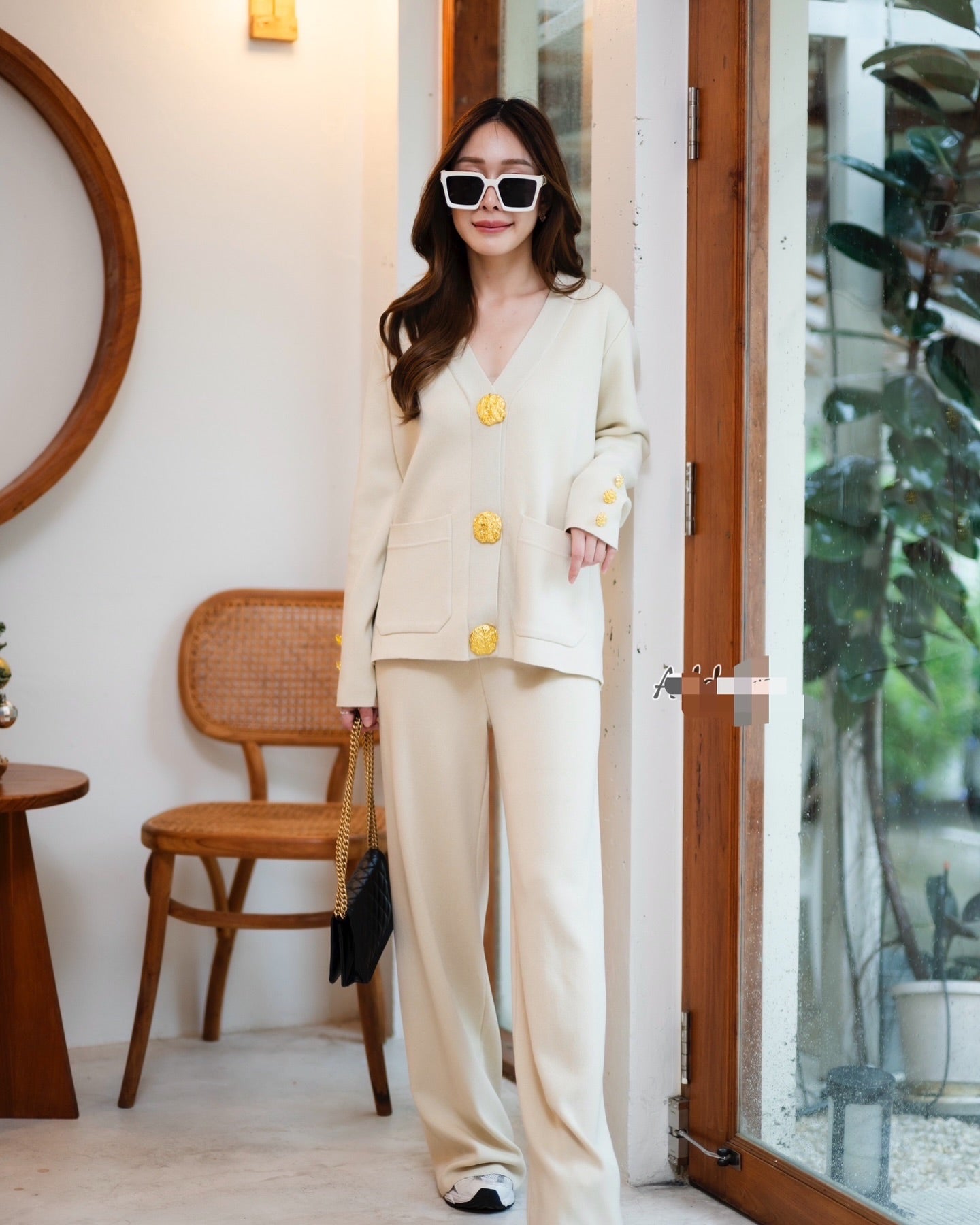 Wool Blend Sweater & Wide-Leg Pants Set