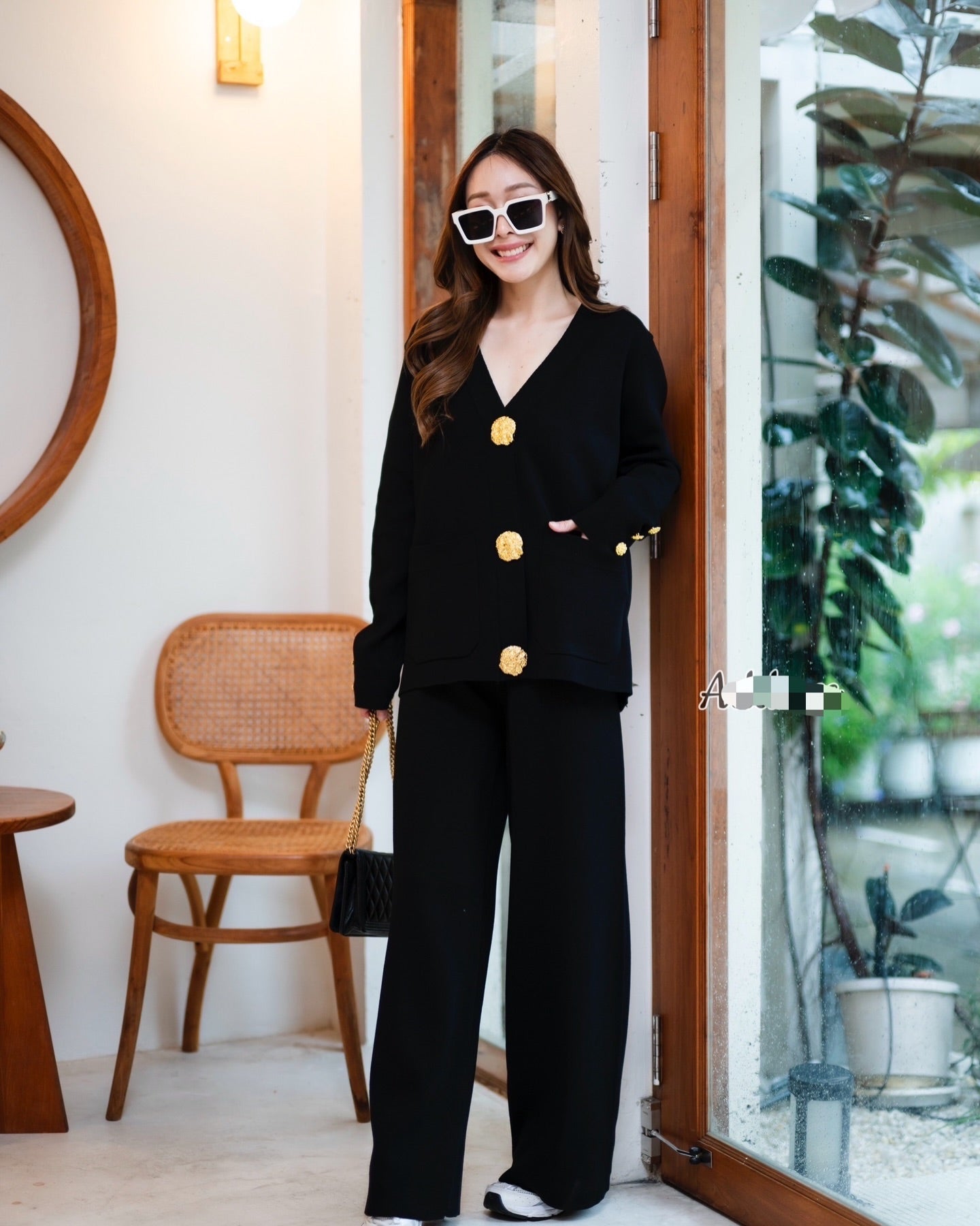 Wool Blend Sweater & Wide-Leg Pants Set