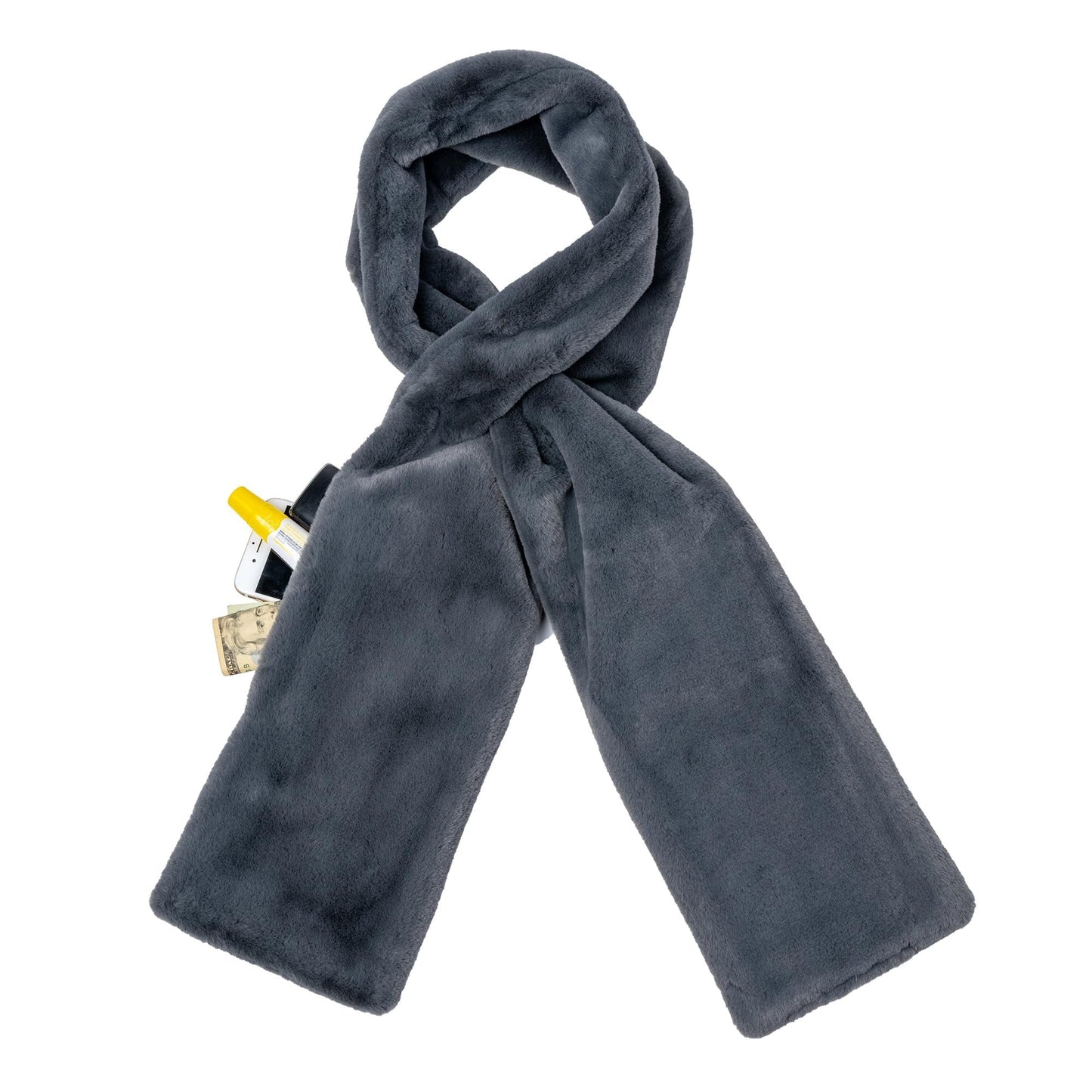 CozyNest™ - Faux Fur Pull-Through Scarf with Hidden Pocket