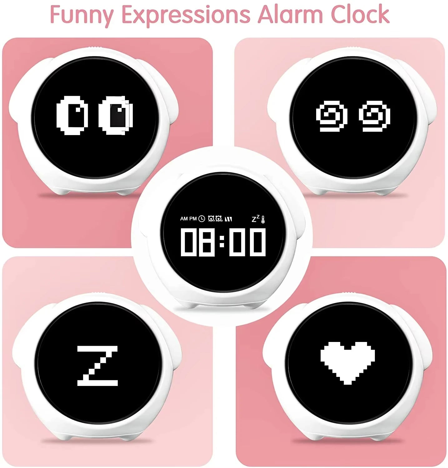 Kawaii Cute LED Alarm Clock with Night Light for Kids