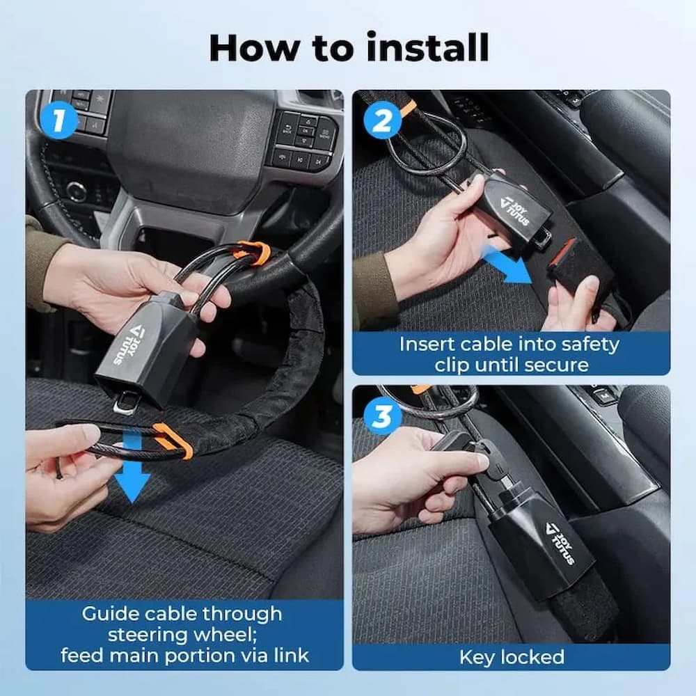 SecureGuard™ - Heavy-Duty Steering Wheel Lock for Car Security
