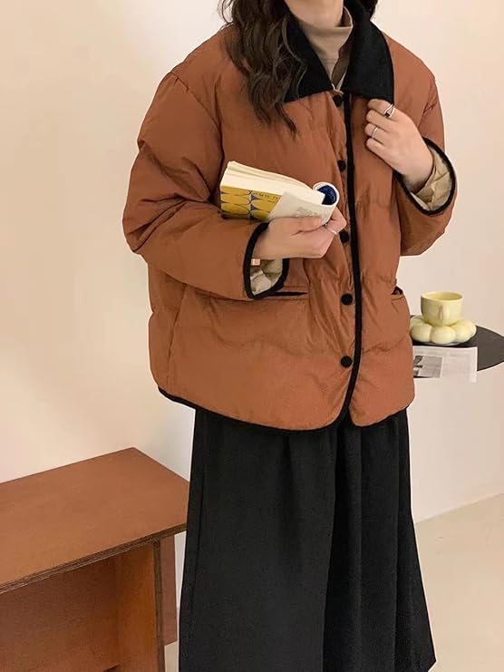 Collared Button-Up Puffer Jacket