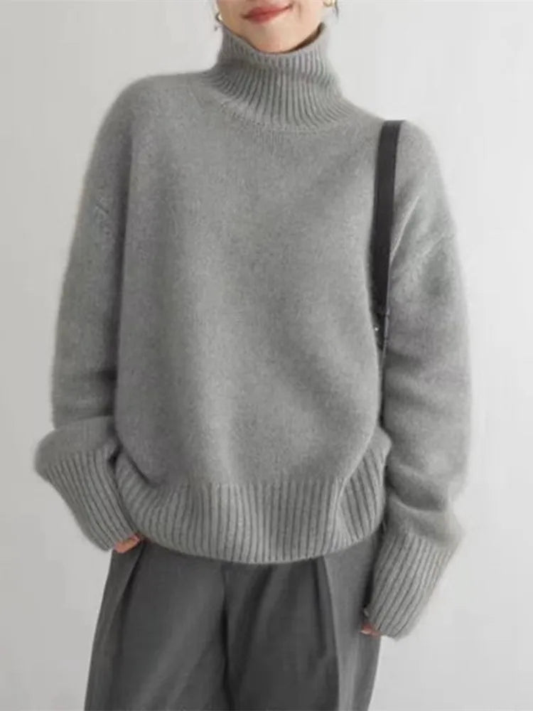 Cozy High Collar Cashmere Sweater