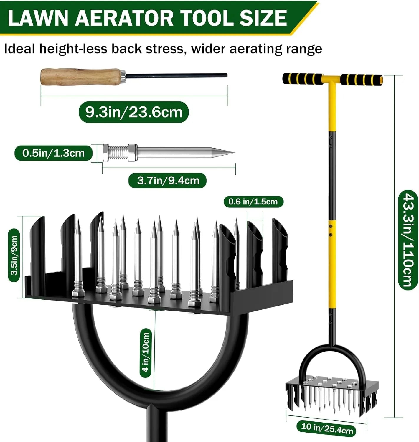 GreenPro™ - Manual Lawn Aerator with Carbon Steel Spikes for Healthy Garden