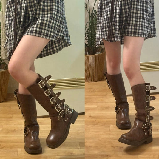 Edgy Low Heel Punk Gothic Rock Boots