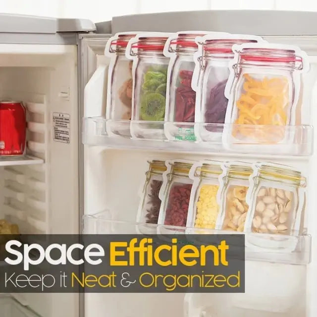 Reusable Mason Jar Style Ziplock Bags Leak-Proof Storage Pouches