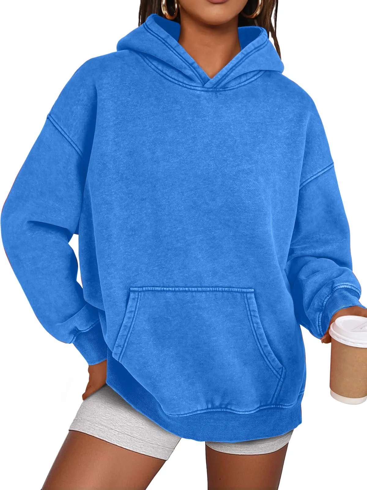 Oversized Acid Wash Hoodie Pullover
