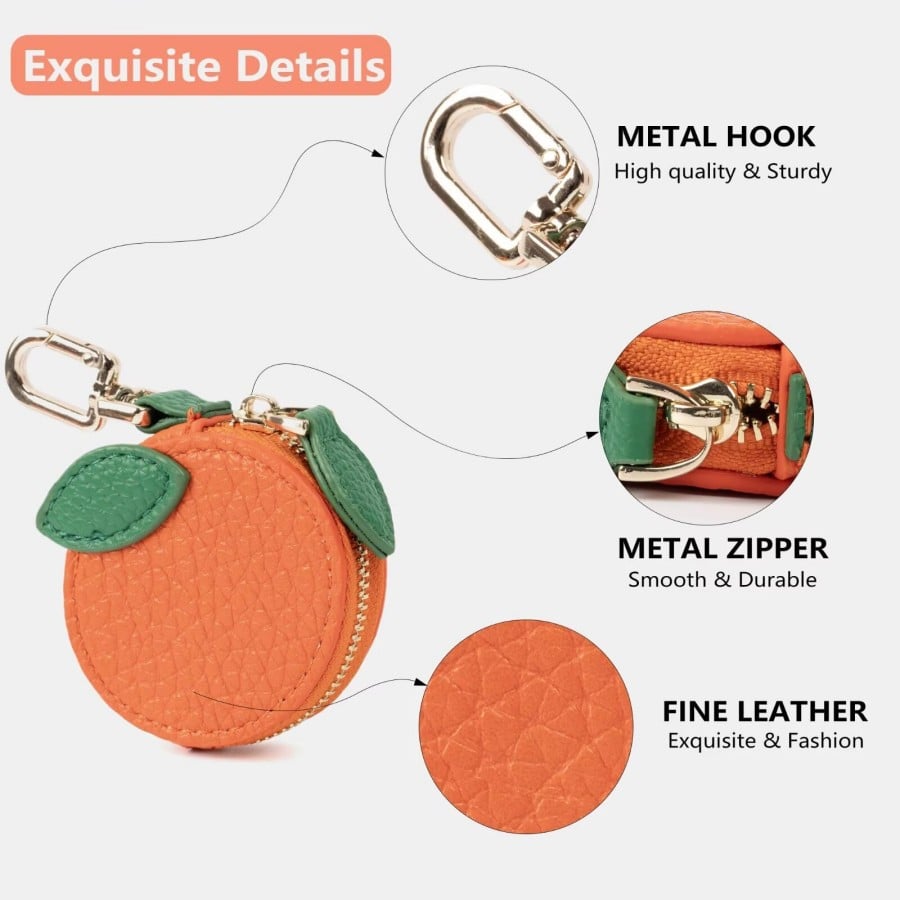 Soft Leather Mini Coin Purse with Cute Fruity Design