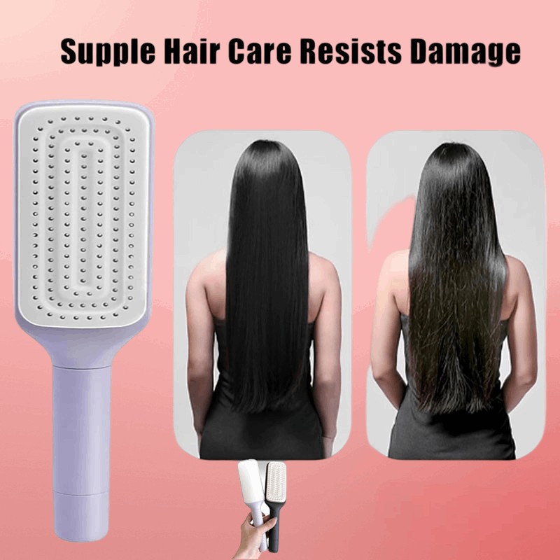 4-in-1 Self-Cleaning Anti-Static Hair Brush and Scalp Massager