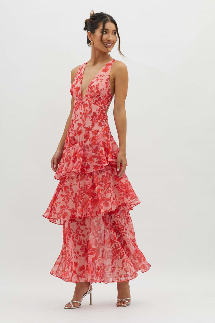 Strappy Floral Ruffle Maxi Dress for Effortless Summer Style