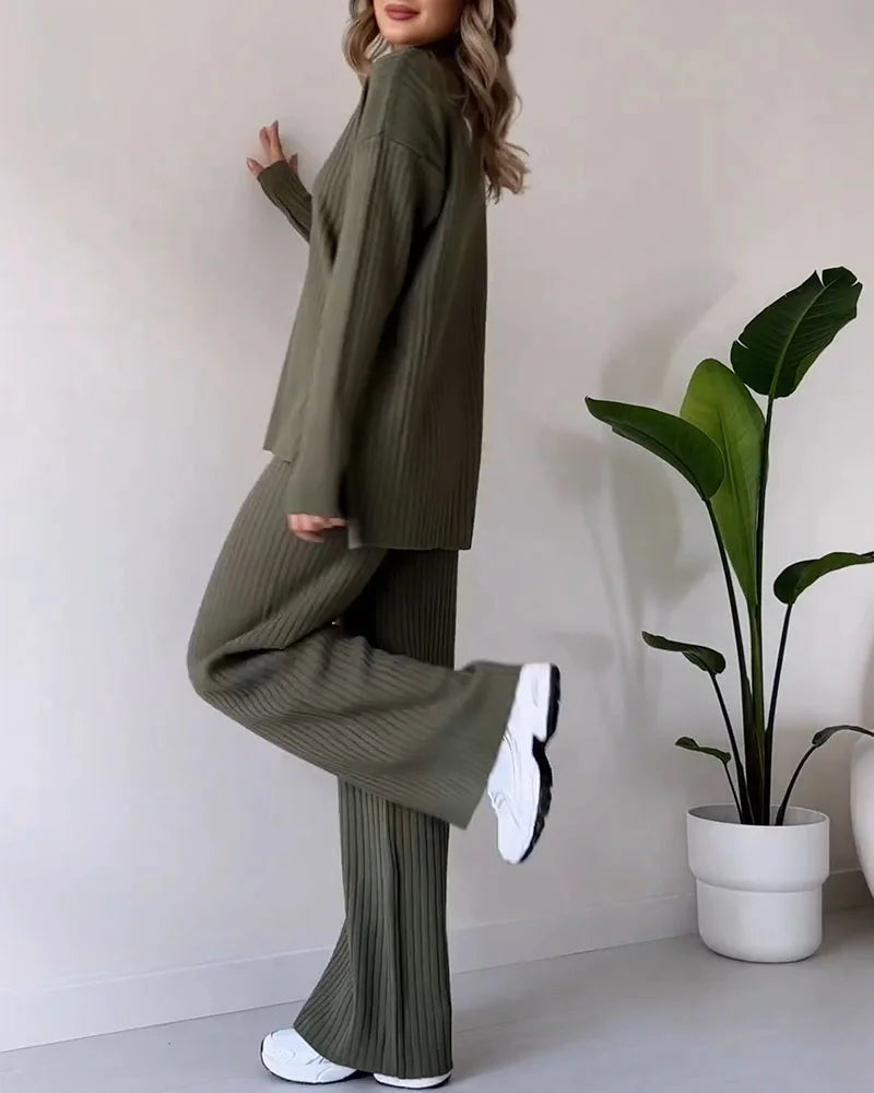 Chic Slit Two-Piece Set for Effortless Casual Style