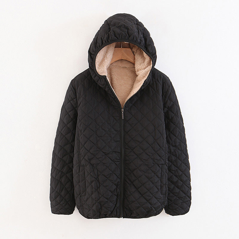 Quilted Hooded Jacket with Plush Lining
