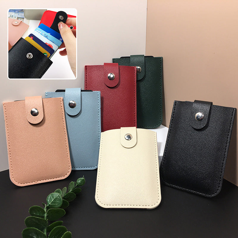 Slim Minimalist PU Leather Card Holder for Women