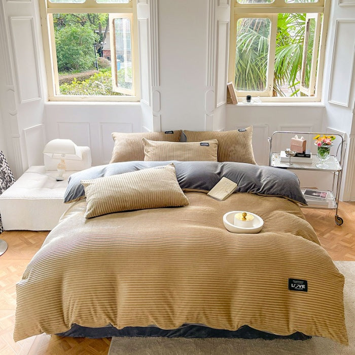 Restavia™ - Velvet Coral Fleece Duvet Cover with Pillowcases