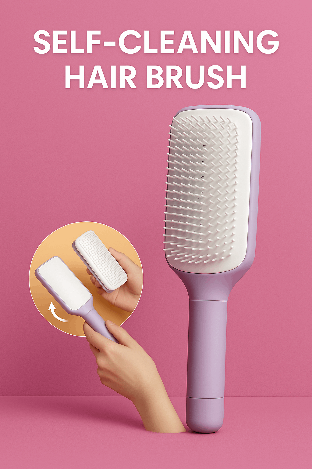4-in-1 Self-Cleaning Anti-Static Hair Brush and Scalp Massager