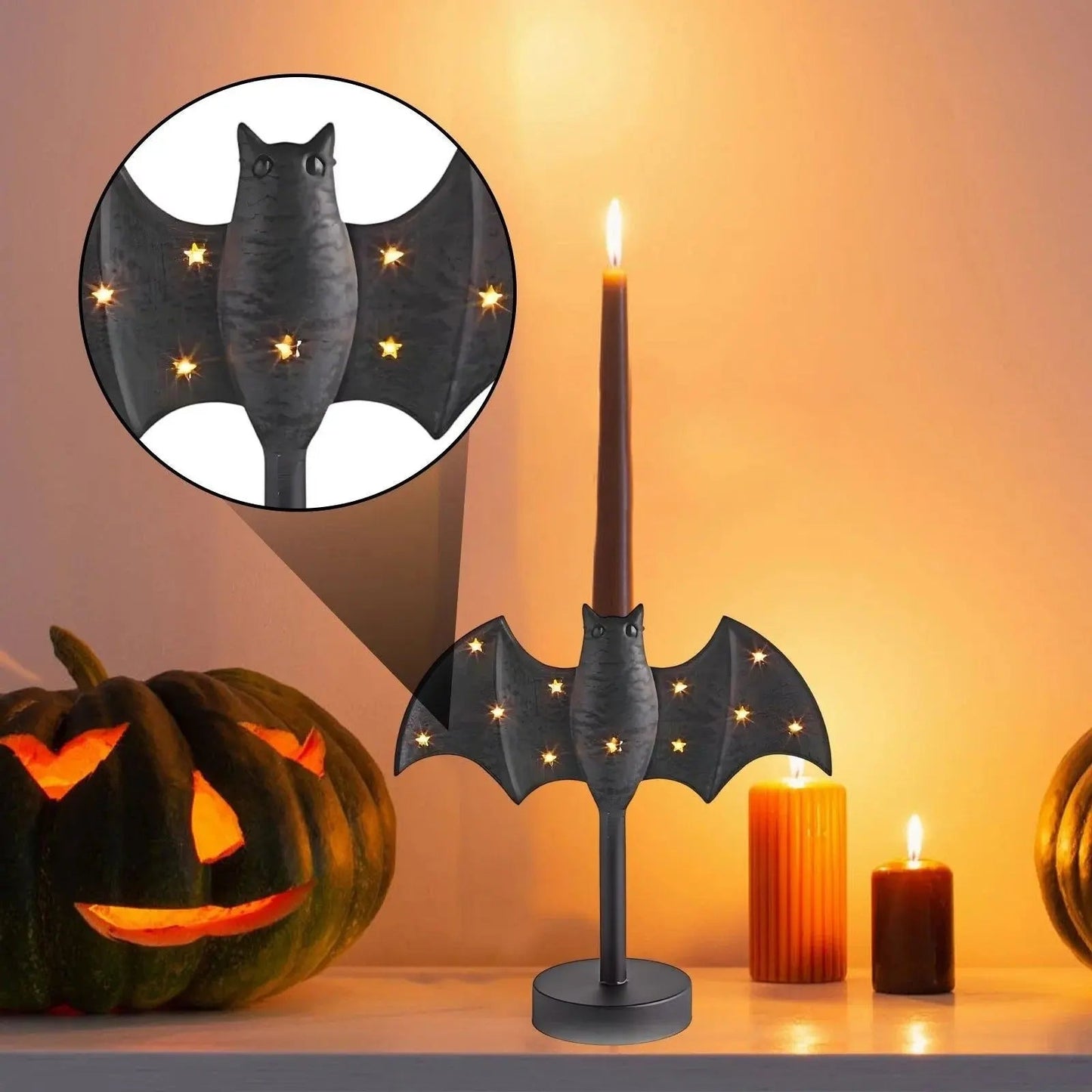 Gothic Bat Candle Holder for Cozy Halloween Decor