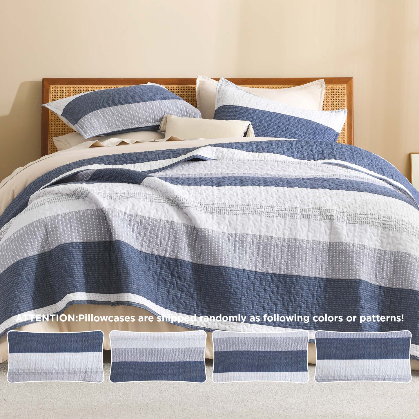 Striped Quilt Set with Cozy Cloudlike Comfort