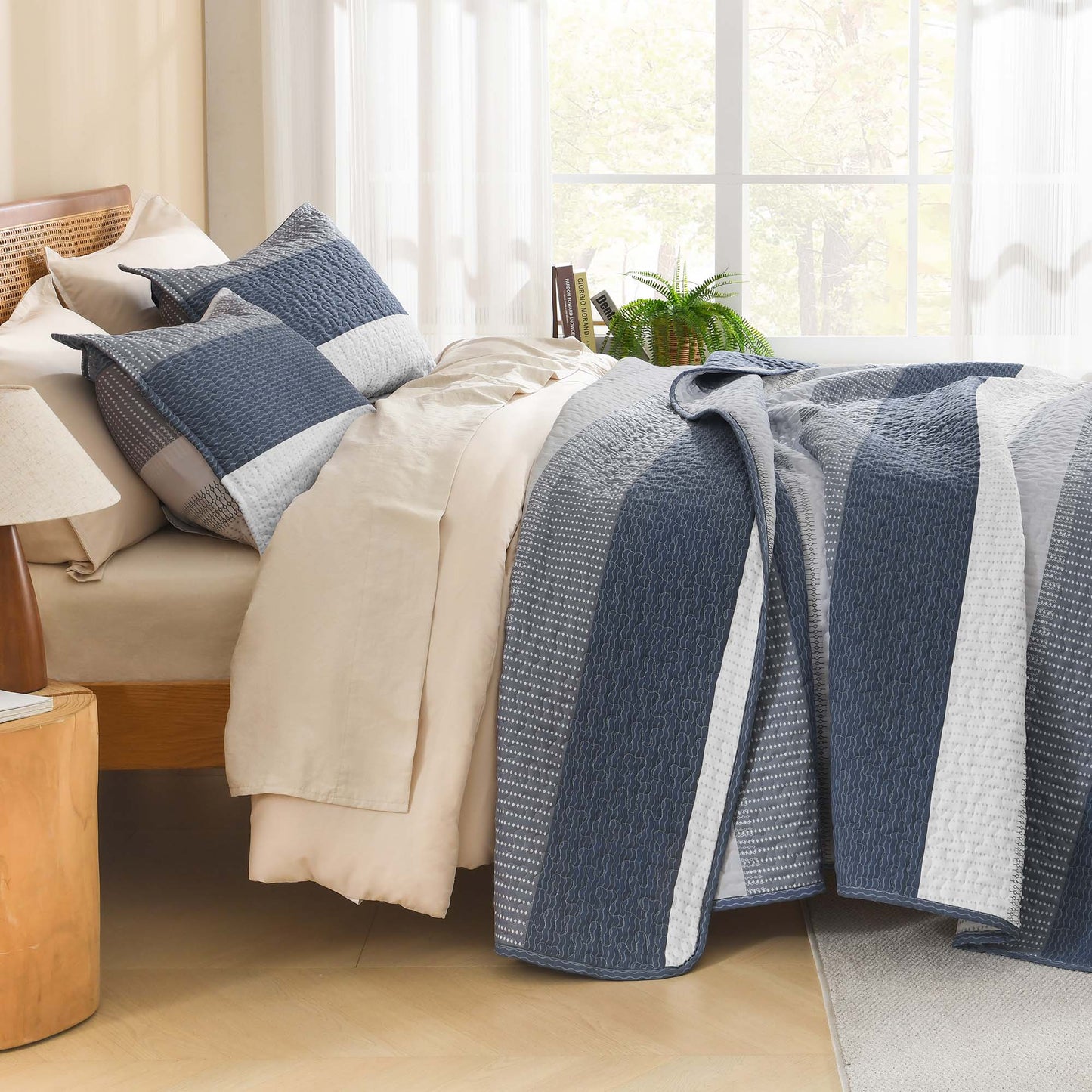 Striped Quilt Set with Cozy Cloudlike Comfort