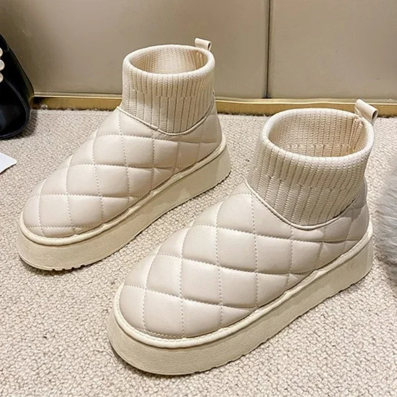 Cozy Knit Sock Booties with Thick Sole and Warm Lining