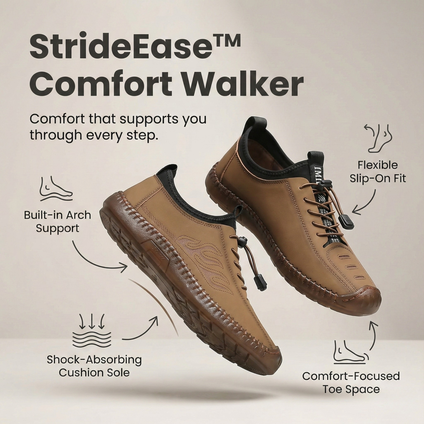 StrideEase™ - Orthopedic Walking Shoes for Comfort and Stability