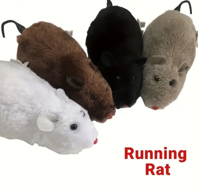 Interactive Wind-Up Running Rat Toy for Pets and Kids