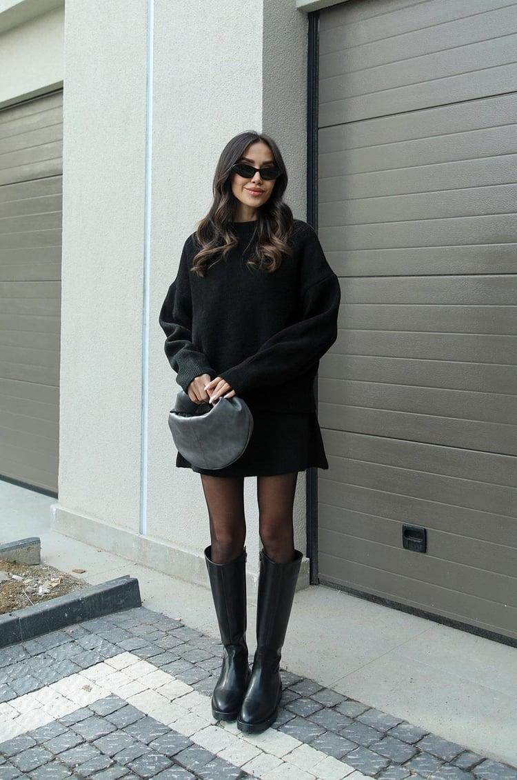 Chic Knit Sweater & Mini Skirt Set for Cozy Fall Style