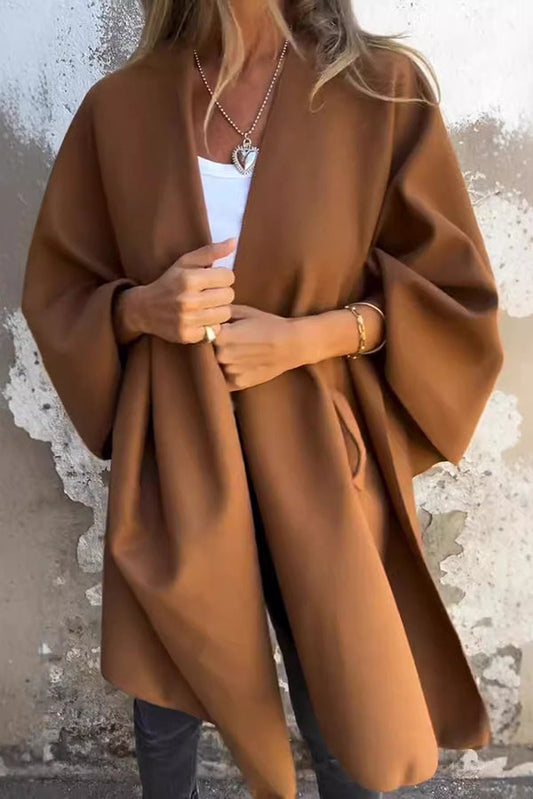 Cozy Loose V Neck Shawl Cape Jacket