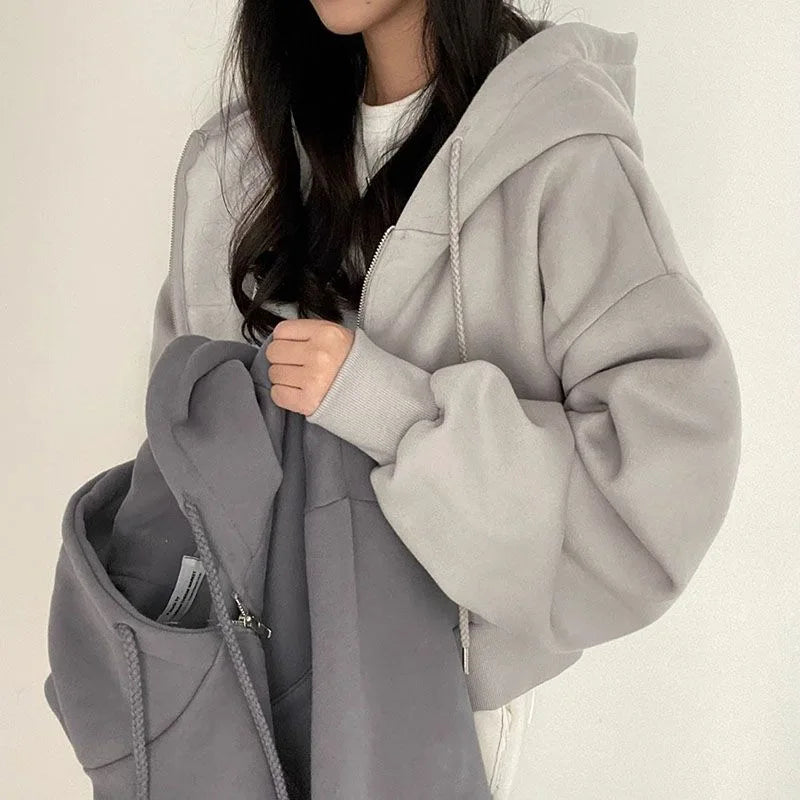 Stylish Cropped Hoodie Sweatshirt