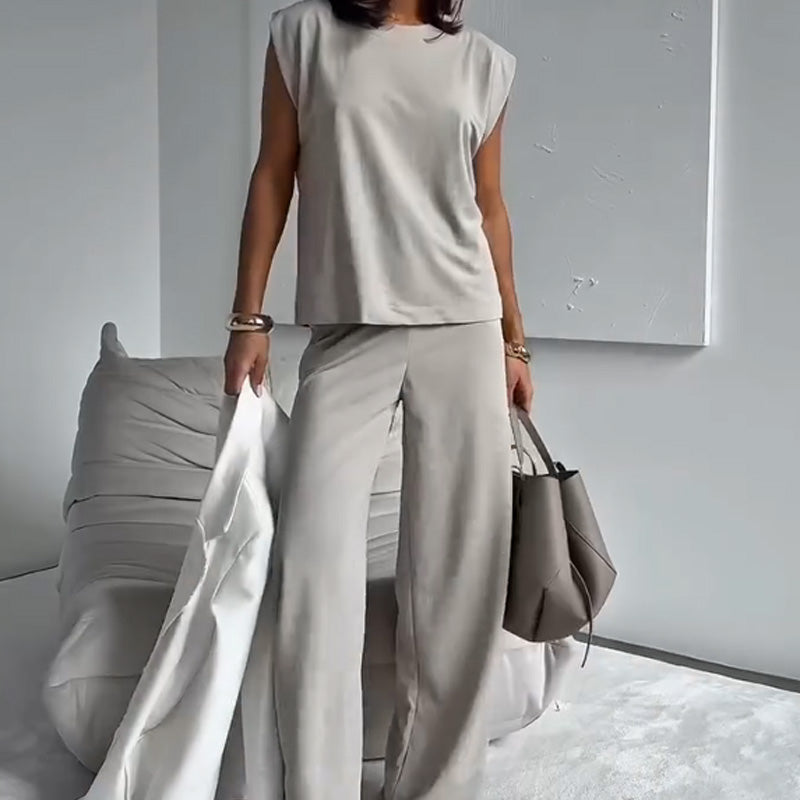 Chic Two-Piece T-Shirt and Wide Leg Pants Set for Women