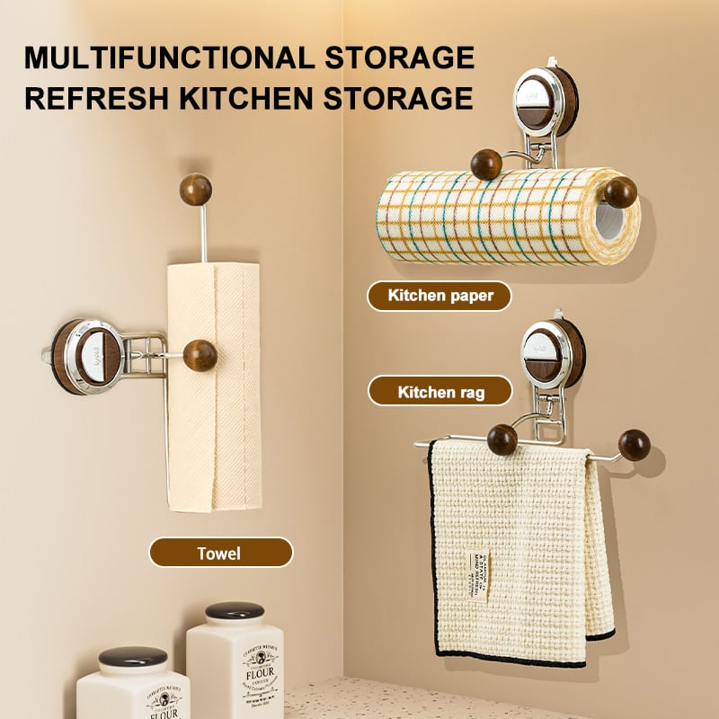 Sleek Drill-Free Paper Towel Holder with Suction Cup Organizer