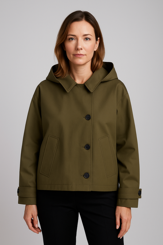 Chic Hooded Short Trench Coat for Women