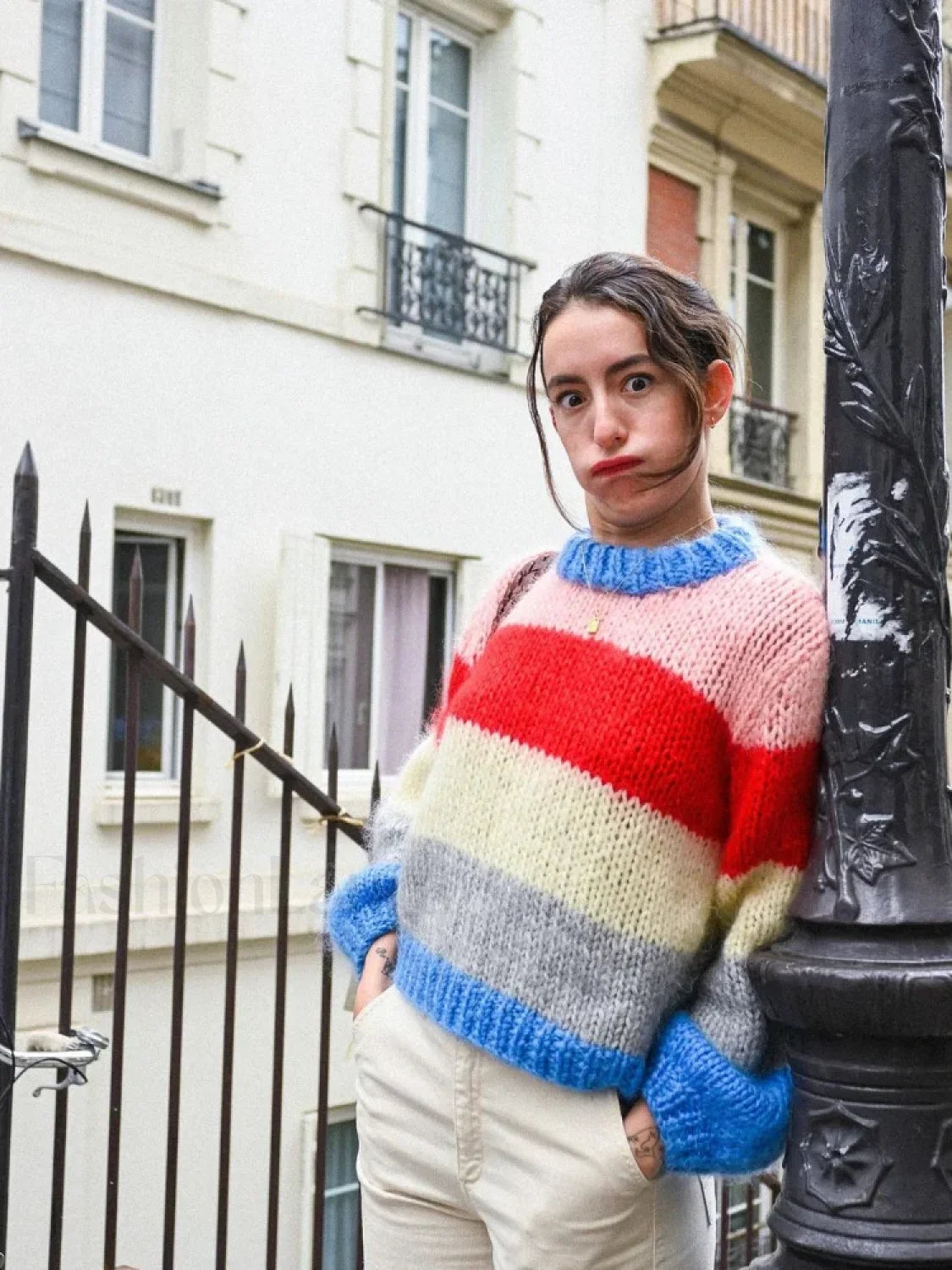 Colorful Striped Knit Pullover Sweater for Casual Chic Looks