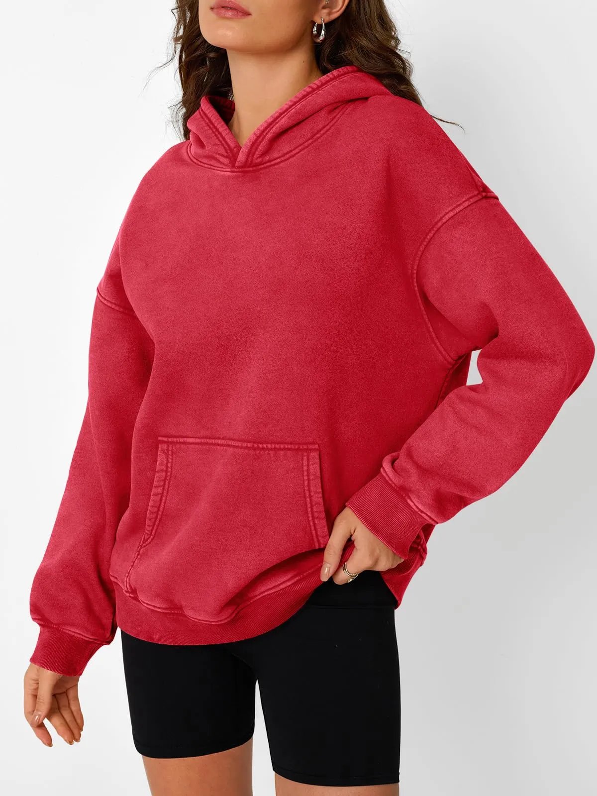Oversized Acid Wash Hoodie Pullover