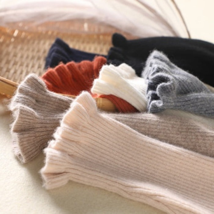 Cozy Turtleneck Knit Sweater with Feminine Ruffle Details