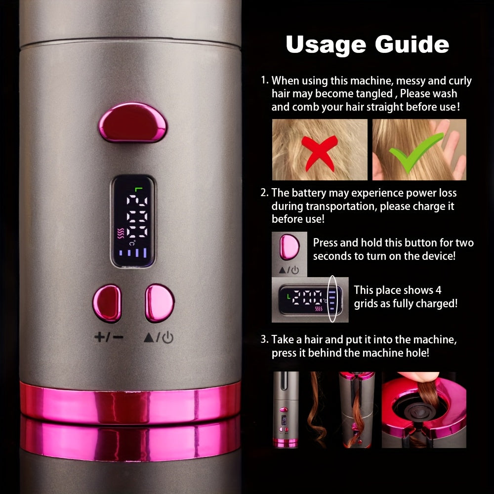 CurlFree™ Rechargeable Portable Hair Curler Wand with Auto-Off Safety