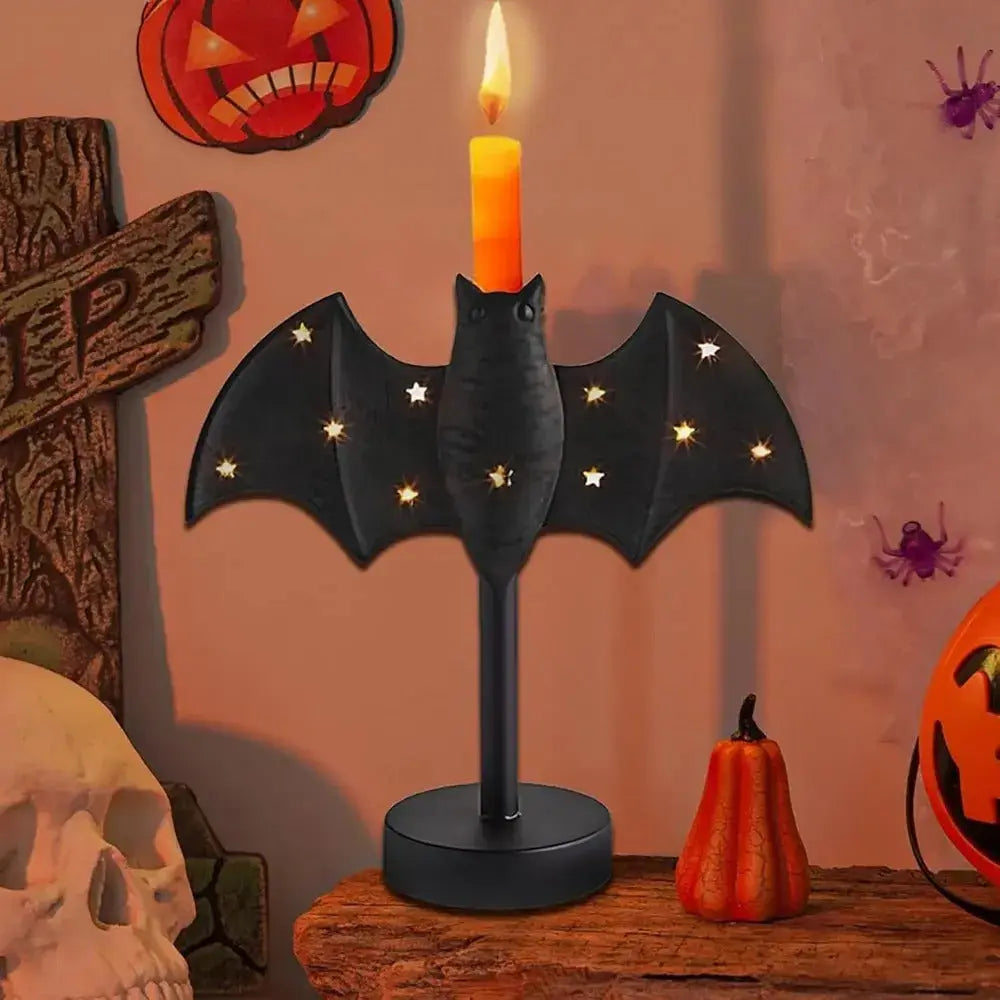 Gothic Bat Candle Holder for Cozy Halloween Decor