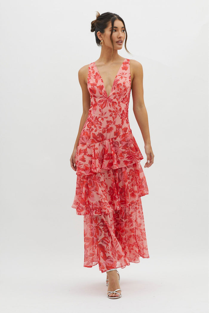 Strappy Floral Ruffle Maxi Dress for Effortless Summer Style