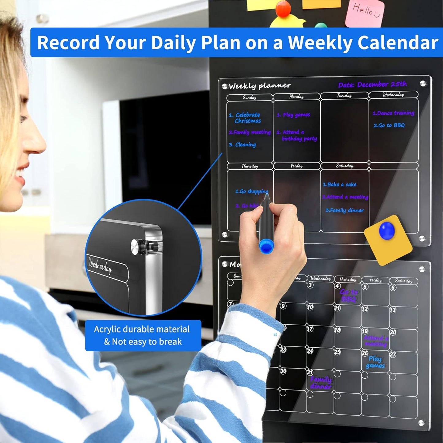 Planiva™ - Clear Acrylic Fridge Organizer & Weekly Meal Planner