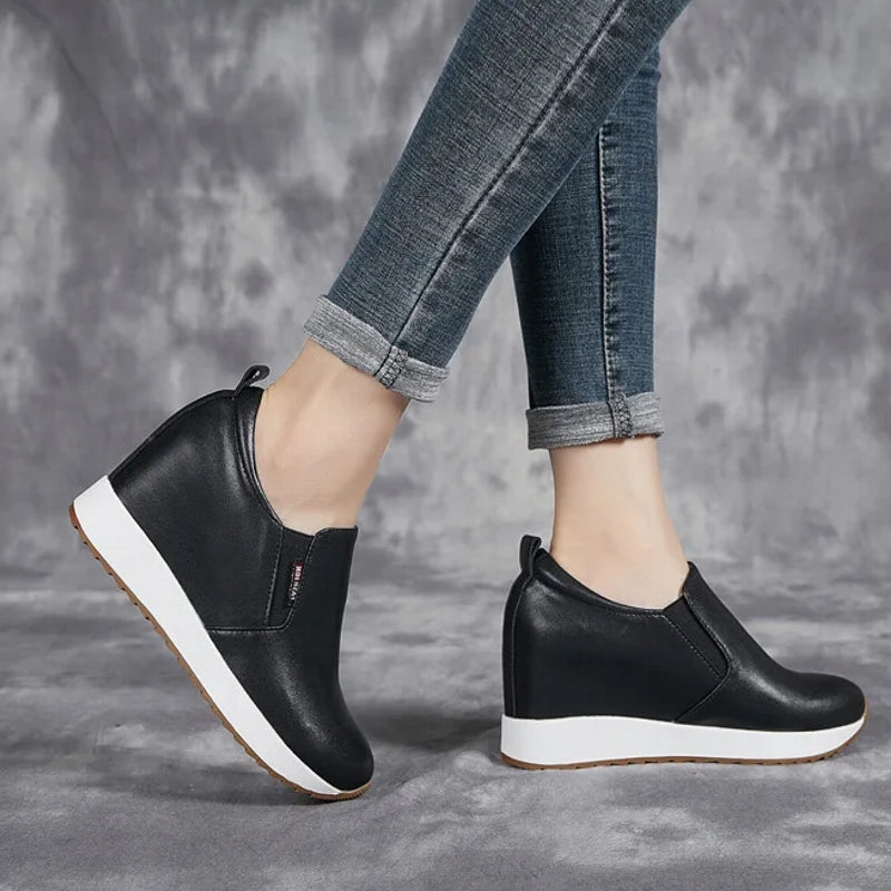 Chic Genuine Leather Ankle Boots with Block Heel