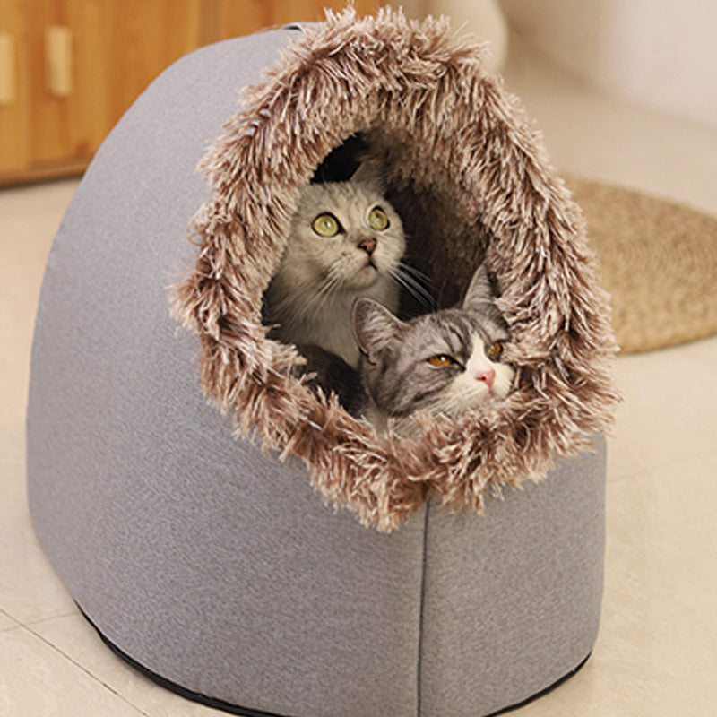 Cozy Winter Pet Cave Bed for Small Dogs and Cats