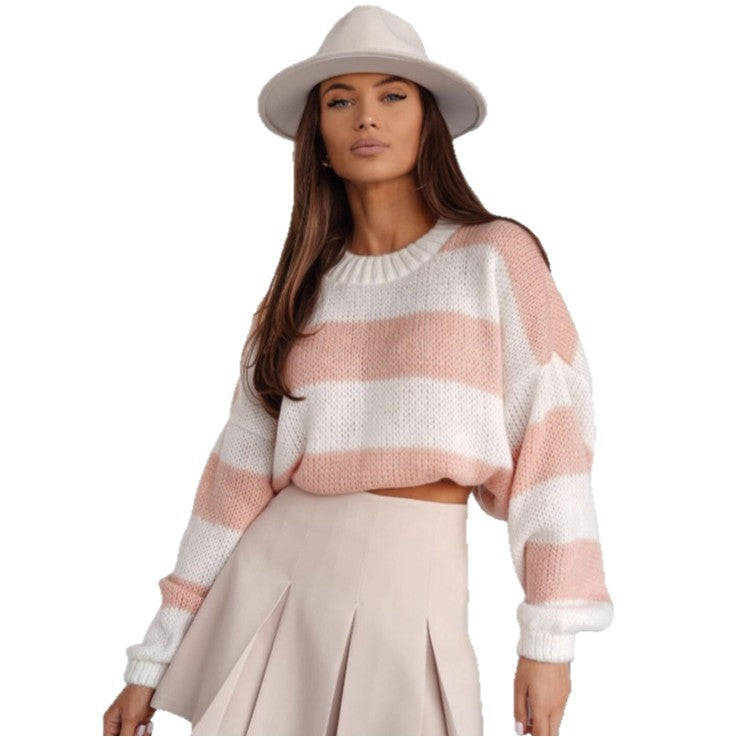Lightweight Airy Knit Sweater with Relaxed Fit Sleeves