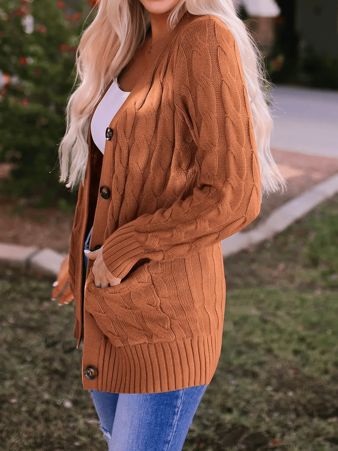 Cable Knit Open Front Cardigan